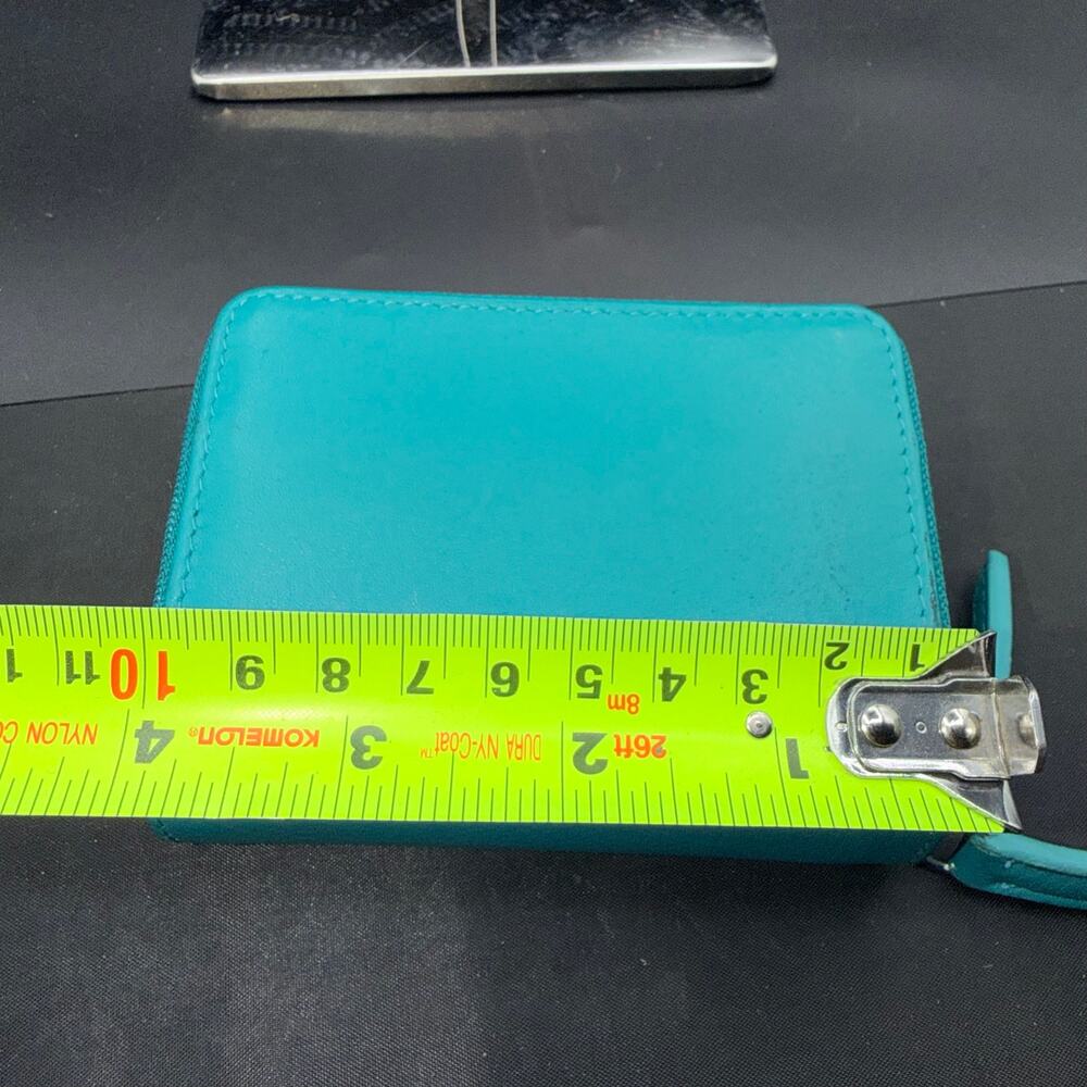 ili New York Turquoise Leather Zip Around Credit Card Wallet ID Holder - Picture 4 of 9